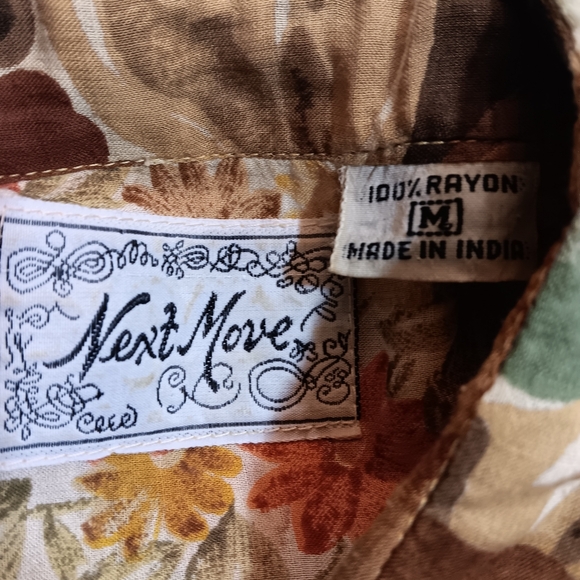 Next Move Vintage Womens Medium Gauze Top Shirt Floral Patchwork Boho - Picture 7 of 8